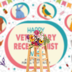 Lofaris Various Pets Happy Veterinary Receptionist Backdrop