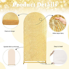 Lofaris Gold Sequin Fitted Arch Backdrop Cover for Wedding Decor