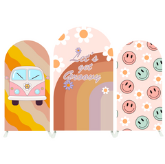 Lets Groovy Happy Birthday Baby Shower Party Arch Backdrop Wall Cloth Cover