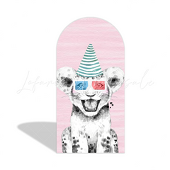 Pink Safari Animal Happy Birthday Party Arch Backdrop Wall Cloth Cover