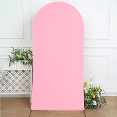 Lofaris Pink Spandex Fit Round Top Backdrop Wedding Arch Cover