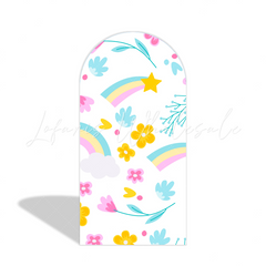 Rainbow Flora Unicorn Happy Birthday Party Arch Backdrop Wall Cloth Cover