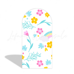 Rainbow Flora Unicorn Happy Birthday Party Arch Backdrop Wall Cloth Cover