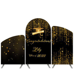 Lofaris 2022 Graduation Theme Black Gold Glitter Arch Backdrop Kit