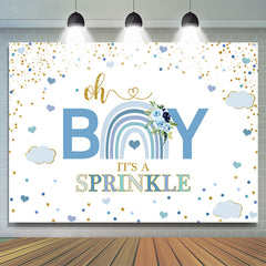 Lofaris Oh Boy Blue Heart And Cloud Baby Shower Backdrop