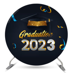 Lofaris Gold Bachelor Cap 2023 Circle Happy Graduation Backdrop