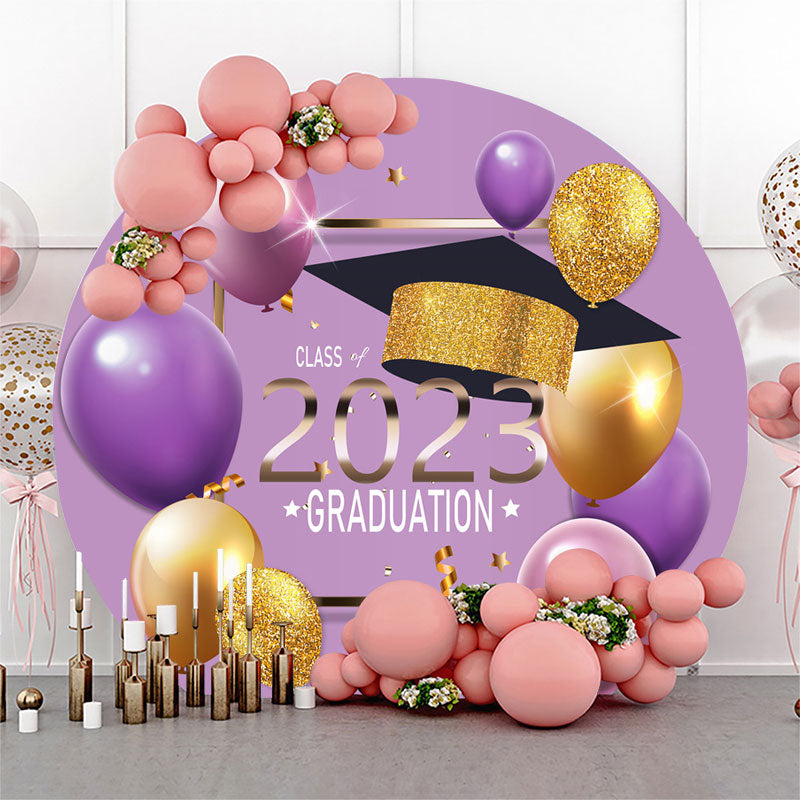 Lofaris Glitter Purple Class 2023 Graduation Round Backdrop