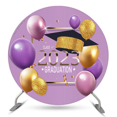 Lofaris Glitter Purple Class 2023 Graduation Round Backdrop