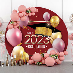 Lofaris Glitter Golden Red Class 2023 Graduation Circle Backdrop