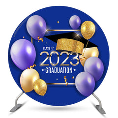 Lofaris Glitter Gold Blue Class 2023 Graduation Round Backdrop