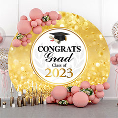 Lofaris Circle Gold Glitter Bokeh Class Of 2023 Grad Backdrop