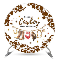 Lofaris A Cowboy Is On The Way Circle Baby Shower Backdrop