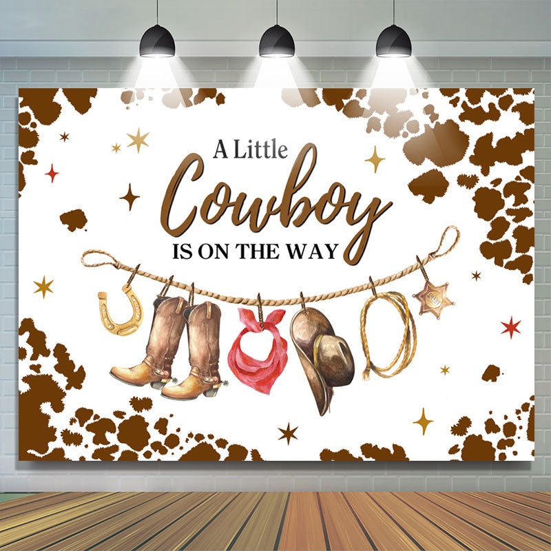 Lofaris A Cowboy Is On The Way Cute Baby Shower Backdrop