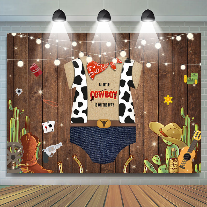 Lofaris A Little Cow Boy Is On The Way Baby Showr Backdrop