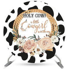 Lofaris A Little Cow Is On The Way Baby Showr Circle Backdrop