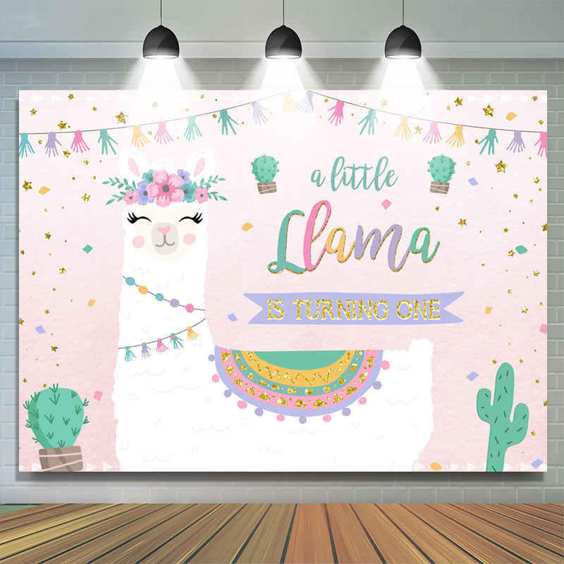 Lofaris A Little Llama Is Turning One Birthday Party Backdrop