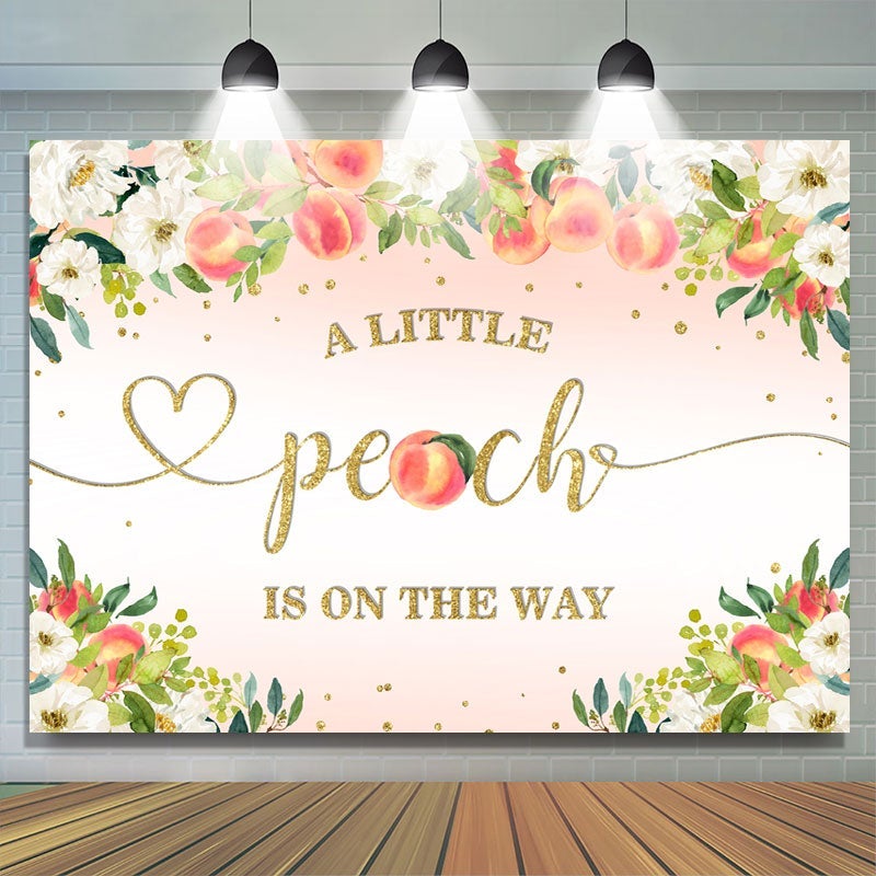 Lofaris A Little Peach Is On The Way Pink Baby Shower Backdrop