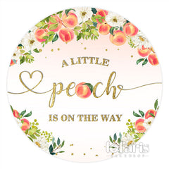 Lofaris A Little Peach Pink And Floral Round Birthday Backdrop