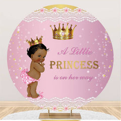 Lofaris A Little Princess Is On The Way Pink Round Backdrop