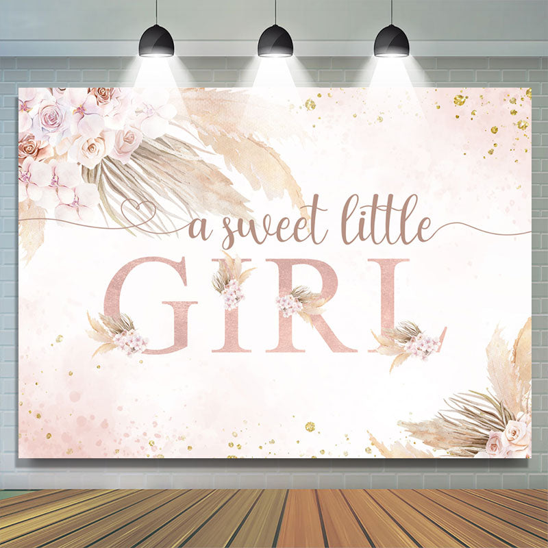 Lofaris A Sweet Little Girl Floralpink Baby Shower Backdrop