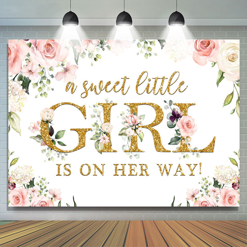 Lofaris A Sweet Little Girl Is On the Way Baby Shower Backdrop