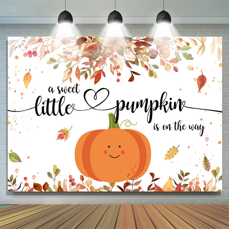 Lofaris Little Pumpkin And Yellow Leaves Baby Shower Backdrop