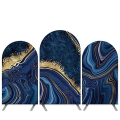 Lofaris Abstracted Texture Navy Blue Gold Birthday Arch Backdrop Kit