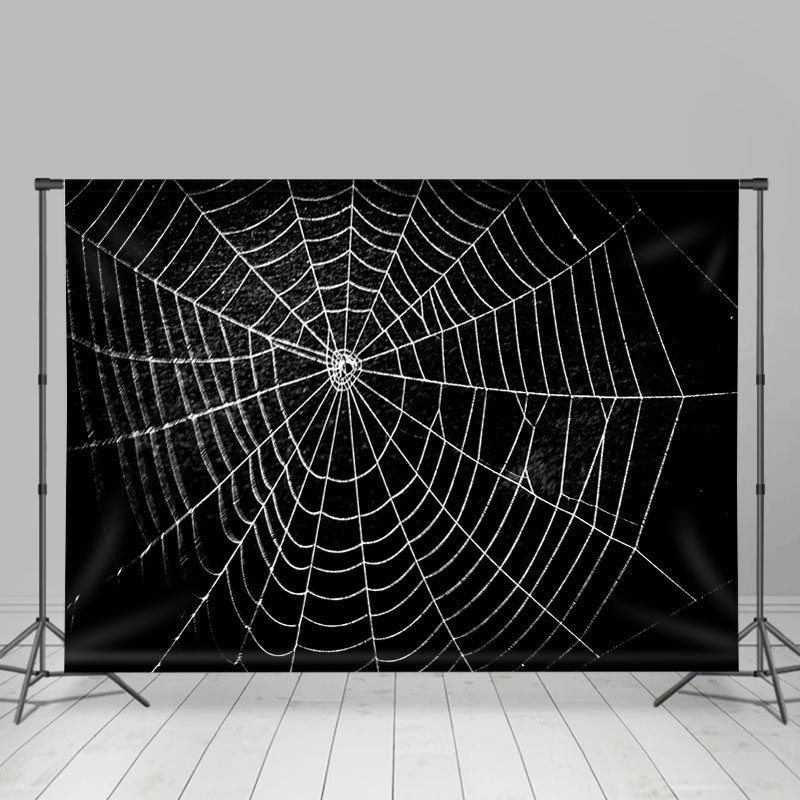 Lofaris All Black Spider Net Horrible Happy Halloween Backdrop