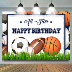 Lofaris Allstar Grass Theme Happy Birthday Backdrop For Boy