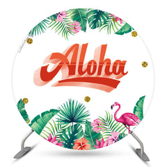 Lofaris Aloha Summer Flamingo Round Party Backdrop Cover