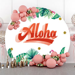 Lofaris Aloha Summer Flamingo Round Party Backdrop Cover