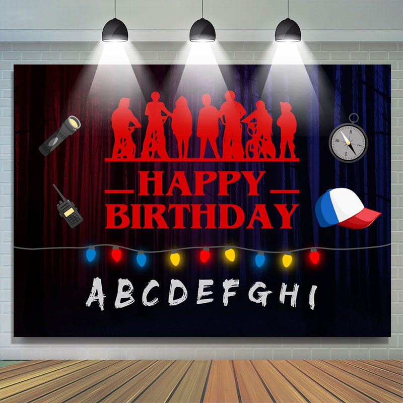 Lofaris Alphabet Stage Halloween Theme Happy Birthday Backdrop