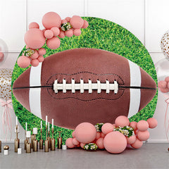 Lofaris American Football In Grass Sport Round Party Backdrop