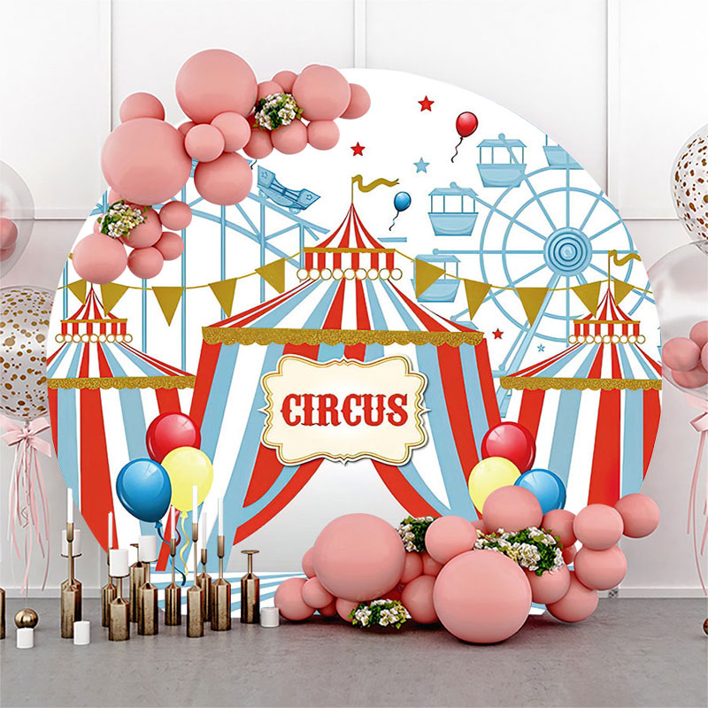 Lofaris Amusement Park Circus Round Brithday Backdrop Cover