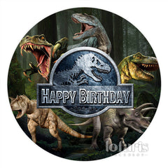 Lofaris Ancient Dinosaur Round Birthday Backdrop For Boy