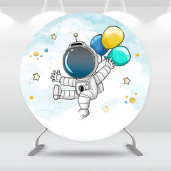 Lofaris Astronaut Balloon White Round Birthday Backdrop Kit