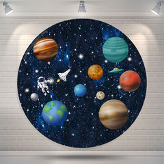 Lofaris Astronaut Planet Space Circle Backdrop For Birthday