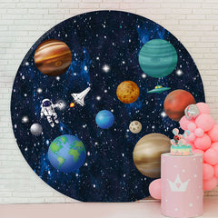 Lofaris Astronaut Planet Space Circle Backdrop For Birthday