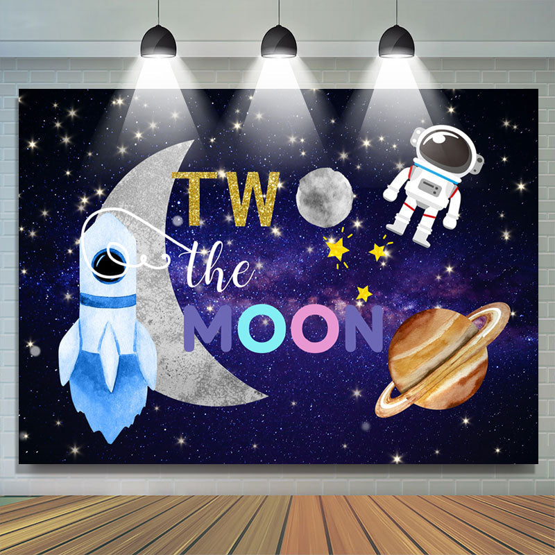 Lofaris Astronaut Space Two The Moon Happy Birthday Backdrop