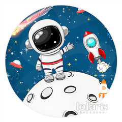 Lofaris Astronaut Star Comet Round Birthday Backdrop For Boy