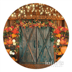 Lofaris Autumn Floral Pumpkin Thanksgiving Round Backdrop