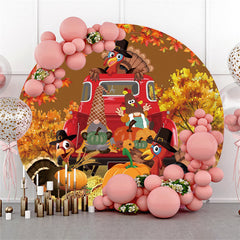 Lofaris Autumn Pumpkin With Animal Circle Halloween Backdrop