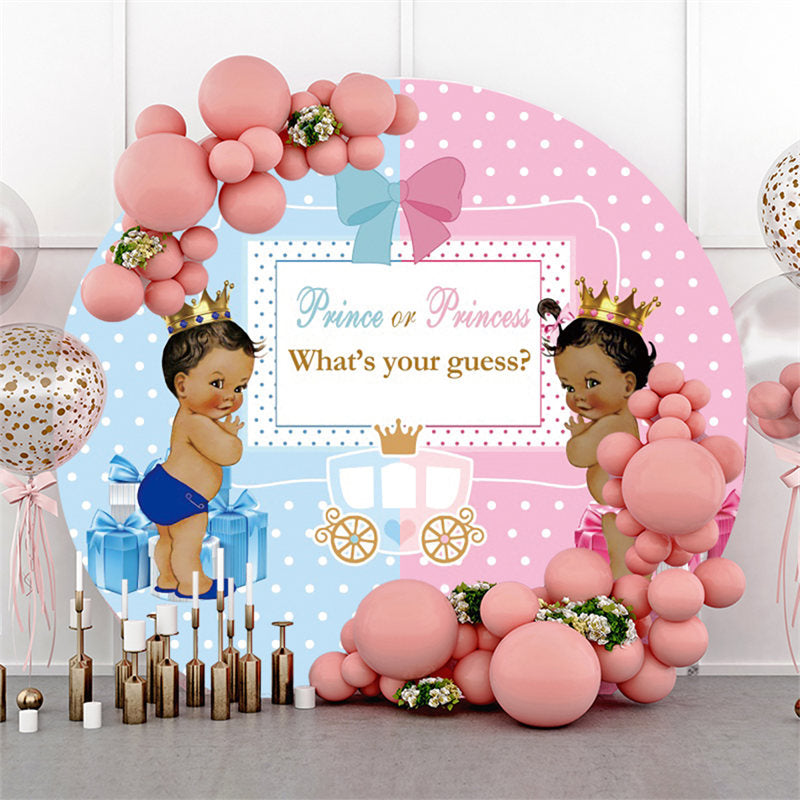 Lofaris Baby Carriage Gender Reveal Round Shower Backdrop