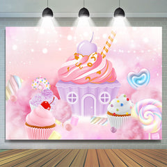 Lofaris Baby Pink Candyland Dessert Happy Birthday Backdrop