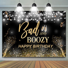 Lofaris Bad and Boozy Black Gold Birthday Backdrop for Man