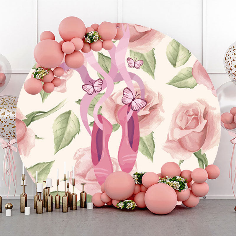 Lofaris Ballerina Party Floral Round Backdrop For Girls