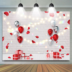 Lofaris Ballon And Gift With White Brick Birthday Backdrop