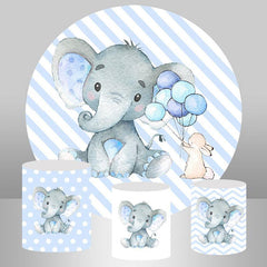 Lofaris Ballon Rabbit And Elephant Round Baby Shower Backdrop