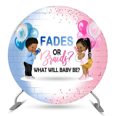 Lofaris Blue Pink Balloons Round Backdrop For Gender Reveal