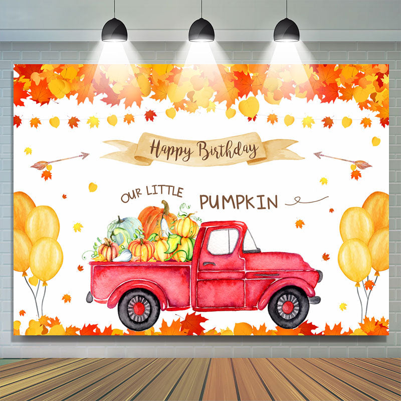 Lofaris Balloon Yellow Leaves Car Happy Birthday Our Little Pumpkin Backdrop